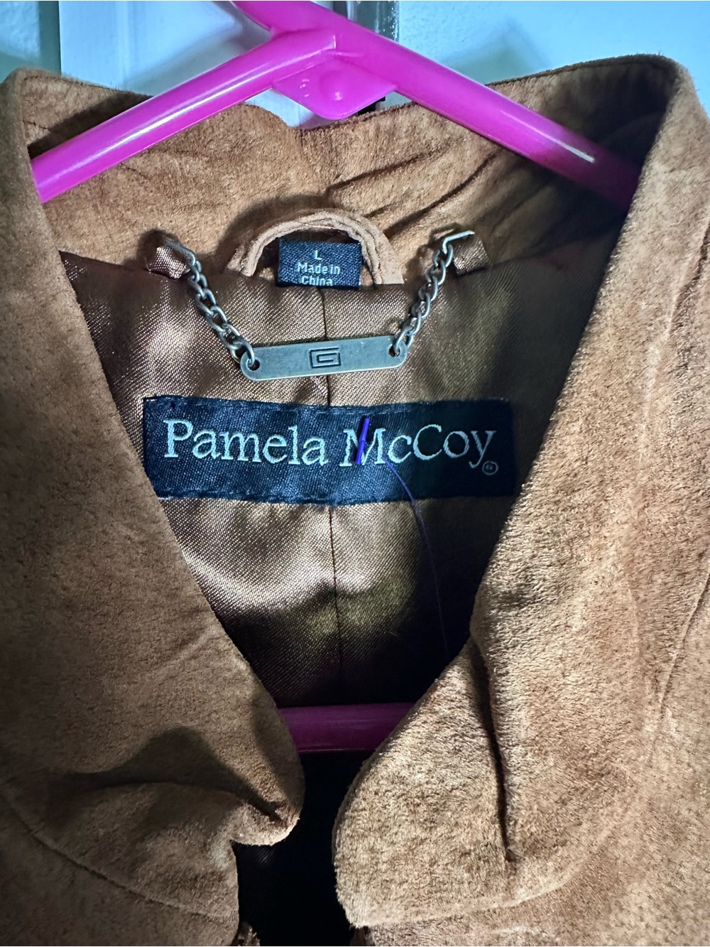 Pamela McCoy Tan Teddy Jacket with Suede-Look Finish